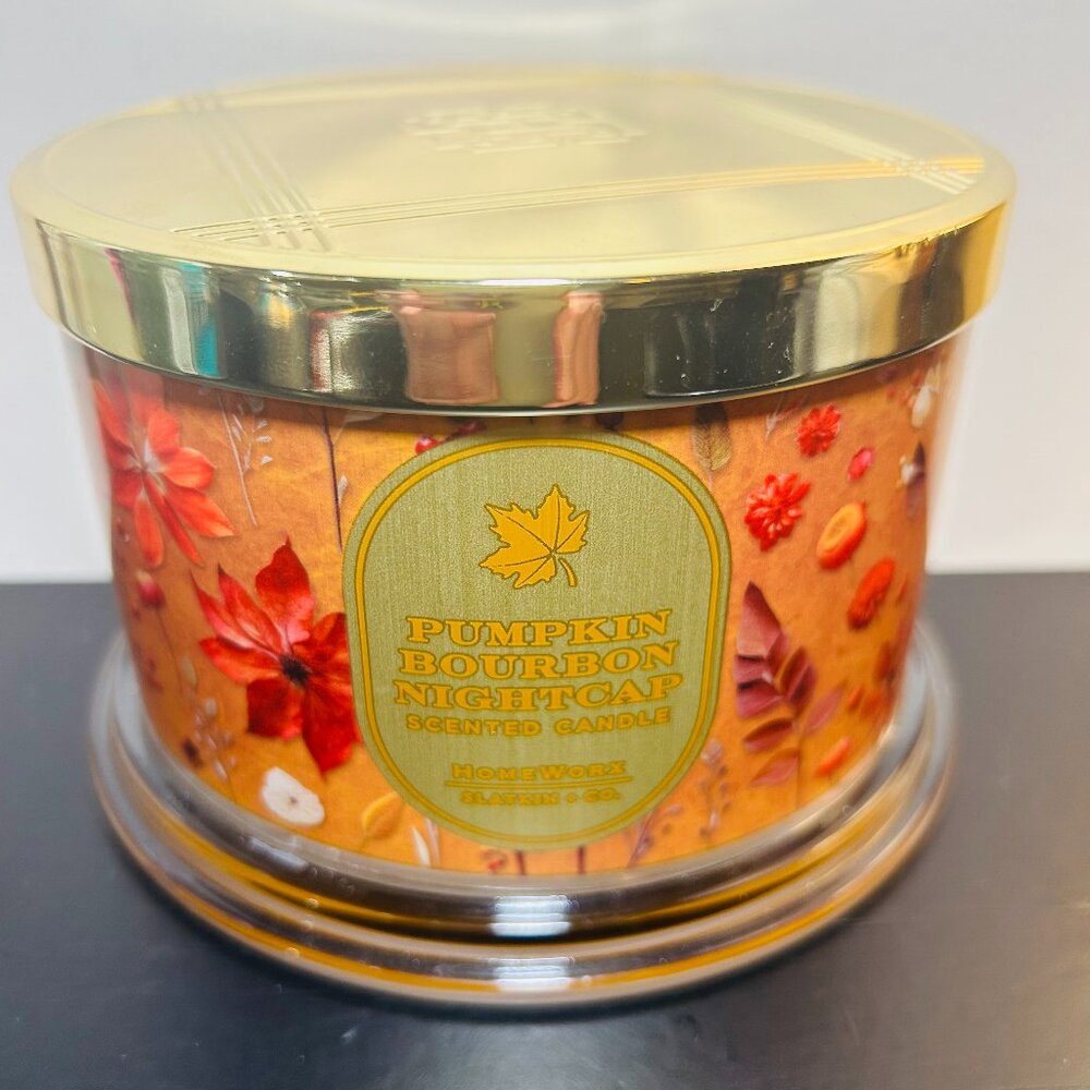 HomeWorx by Slatkin Pumpkin Bourbon Nitecap 4-Wick 18oz Candle NEW